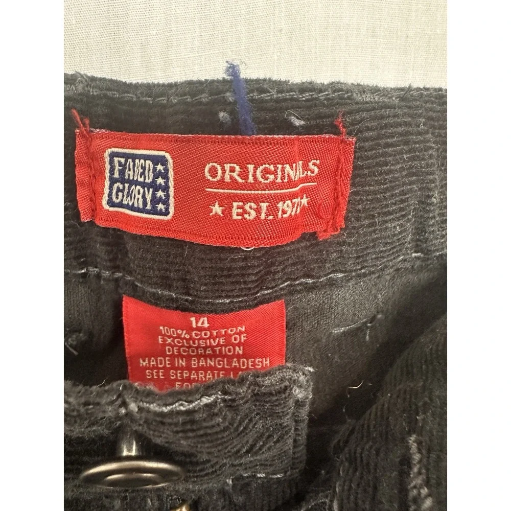 Faded Glory  Girls Size 14 Black Corduroy Bootcut Pants With Belt